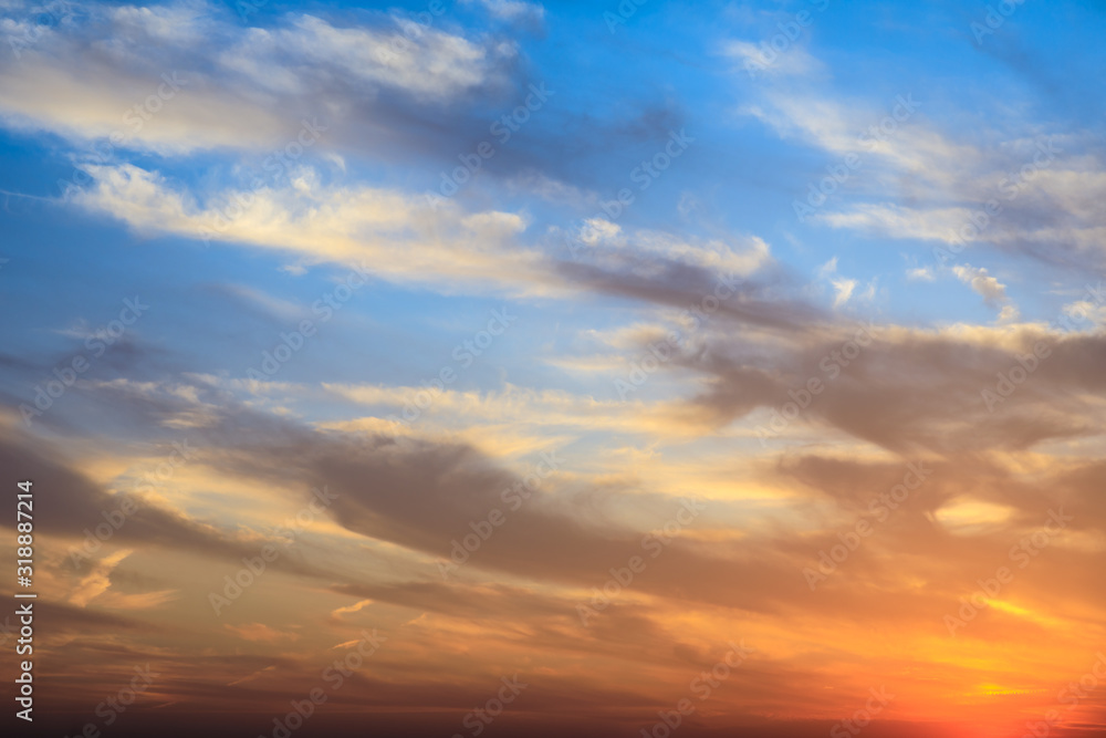 Beautiful sky and colorful clouds at dusk Beautiful sky and colorful clouds at dusk