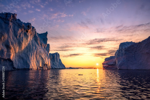 Greenland Ilulissat glaciers at ocean photo