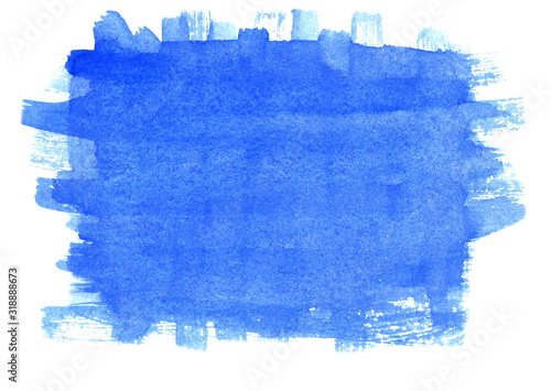Hand drawn abstract background of blue watercolor brushstrokes with copy space