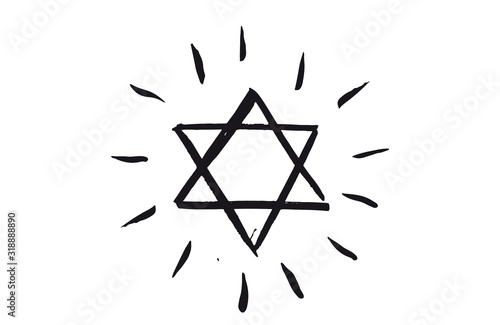 Star of David, set. Hand drawn illustration. Grunge star of David.