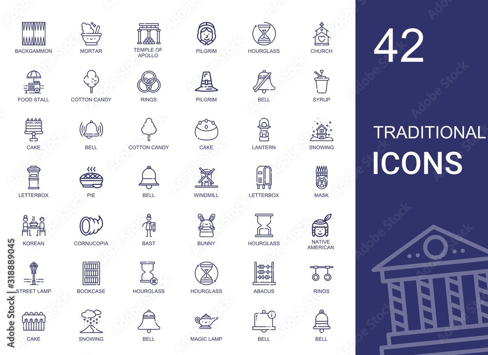 traditional icons set traditional icons set