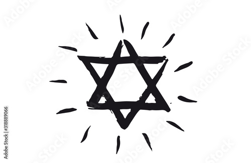 Star of David, set. Hand drawn illustration. Grunge star of David.	