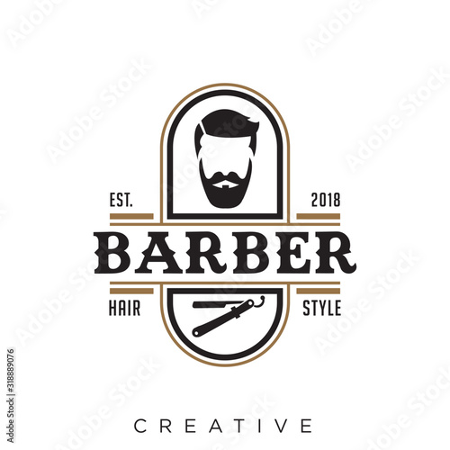 barber shop logo design vector icon