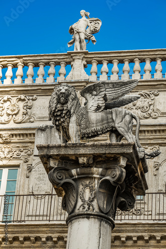 Statue of St Mark's lion at...
