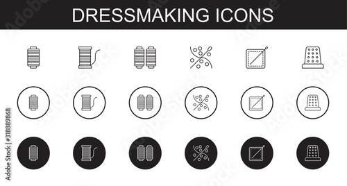 dressmaking icons set