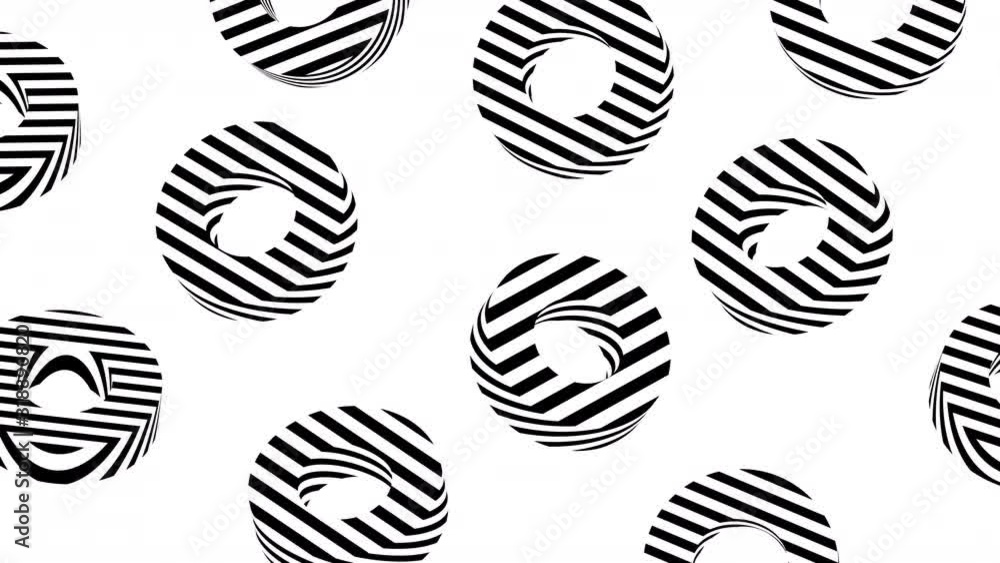 Abstract background design with striped circles, seamless looped 4k animation Abstract background design with striped circles, seamless looped 4k animation