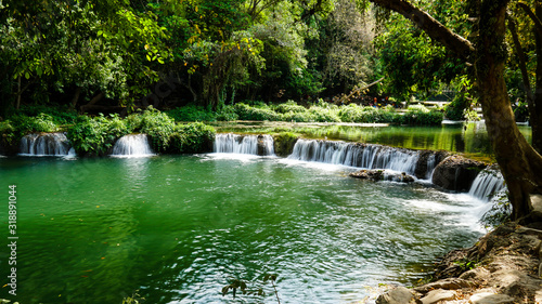 Green waterfall (Chet Sao Noi waterfall) in Thailand.