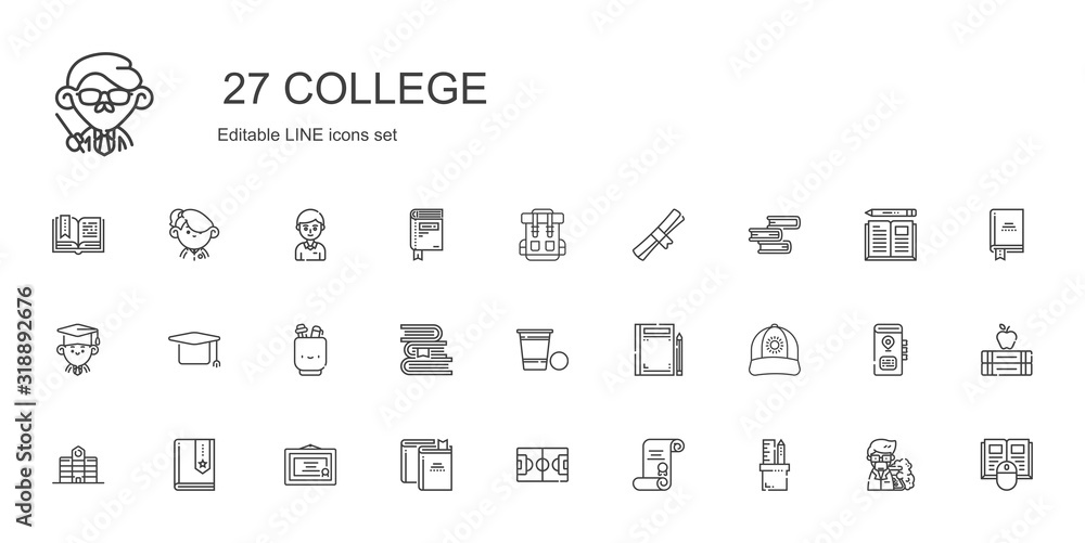college icons set college icons set
