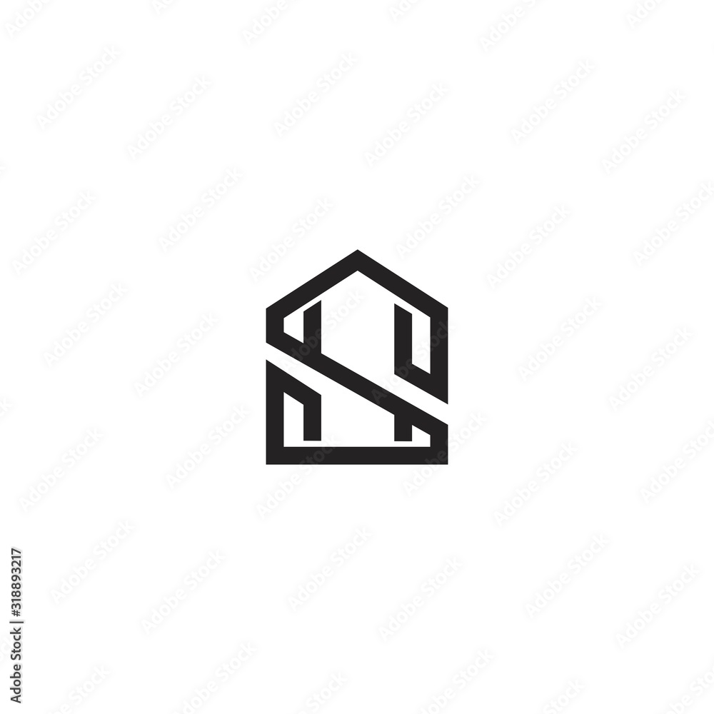 SH S H Initial logo concept with home template SH S H Initial logo concept with home template
