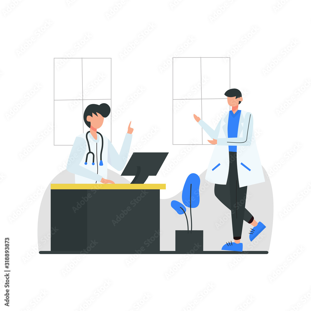 Dentist discuss and check the dental health of patients vector illustration Dentist discuss and check the dental health of patients vector illustration