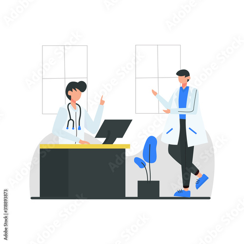 Dentist discuss and check the dental health of patients vector illustration