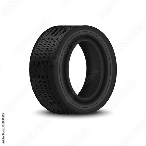 Realistic 3d Detailed Car Rubber Tyre. Vector