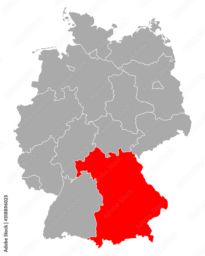 Karte von Bayern in Deutschland
