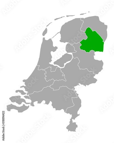 Karte von Drente in Niederlande