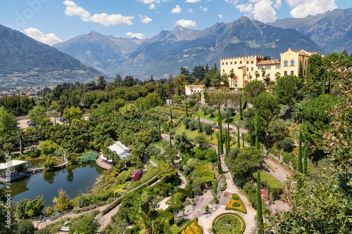 Tableau sur toile The castle and the gardens of Castello Trauttmansdorff in Merano in South Tyrol,