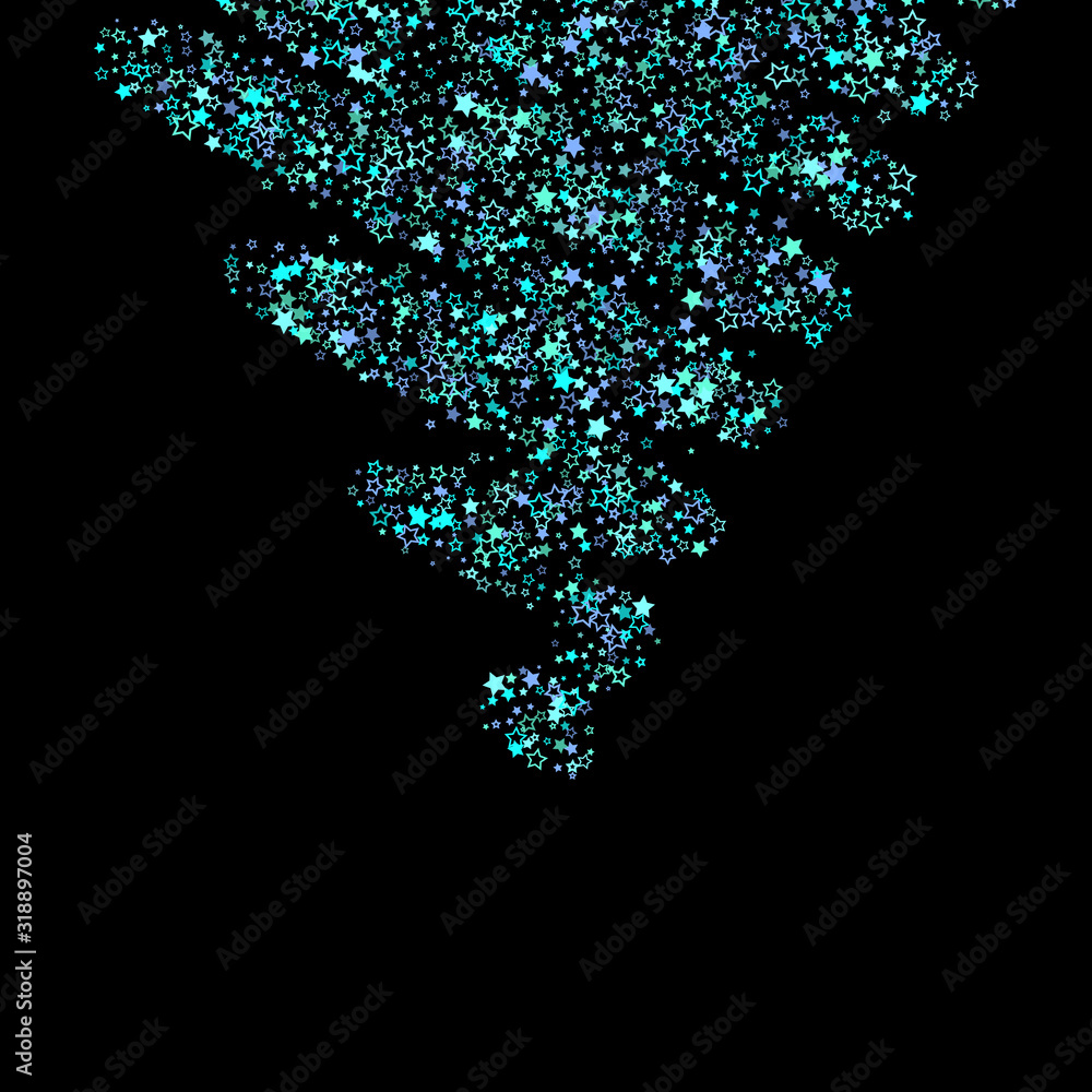 Blue, cyan, turquoise glitter stars, confetti. Blue, cyan, turquoise glitter stars, confetti.