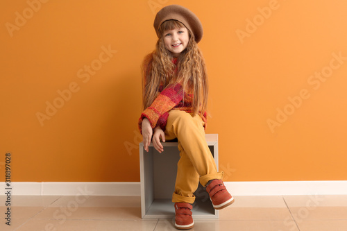 Cute little girl in autumn ...