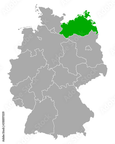 Karte von Mecklenburg-Vorpommern in Deutschland