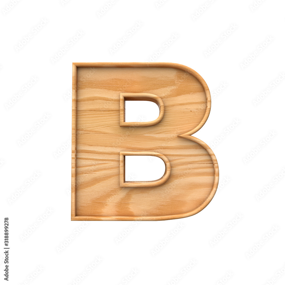 Wooden capital letter B. 3D Rendering Wooden capital letter B. 3D Rendering