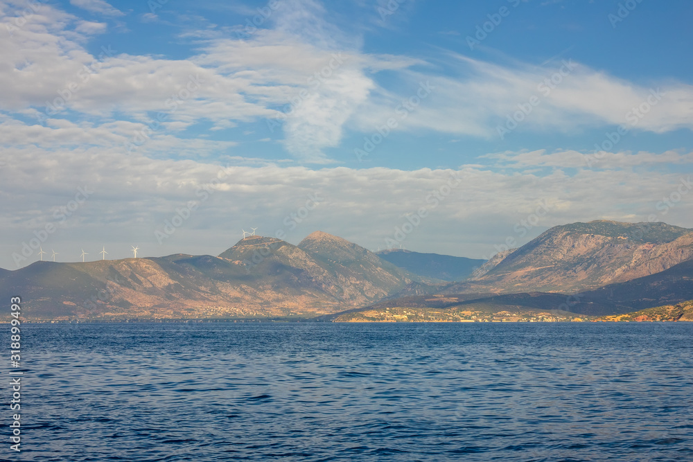 Wind Farms on the Shore of the Gulf of Corinth
