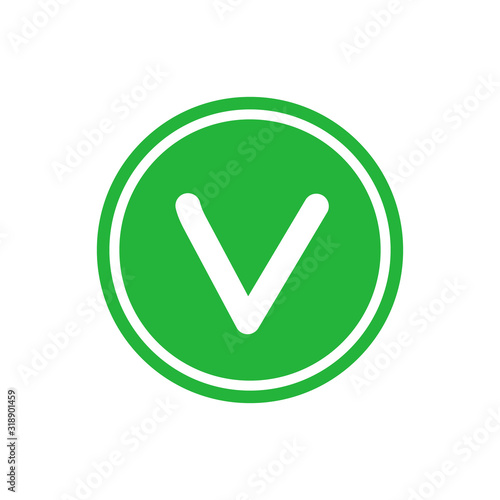 Vegan minimalistic green circle sticker. Design element for packaging design and promotional material. Vector illustration.