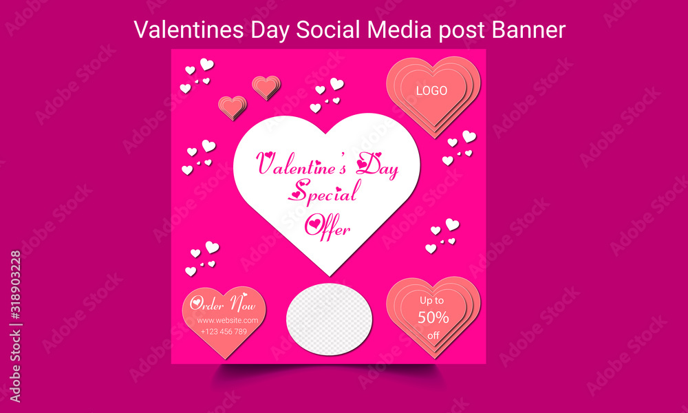  Editable Valentine's Day Social Media Post Template Design. Food Social Media Post Design fro Valentine's Day. Social Media Banner For Digital marketing.