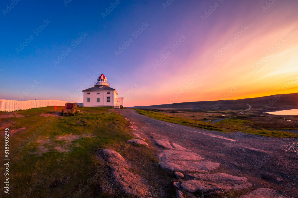 Cape Spears Lighthouse, Newfoundland, Canada. This picture was shot during sunrise in summer season using fisheye lens. 