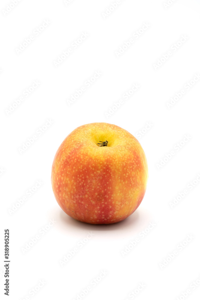 naturally apple, red, yellow apple in front of white background naturally apple, red, yellow apple in front of white background