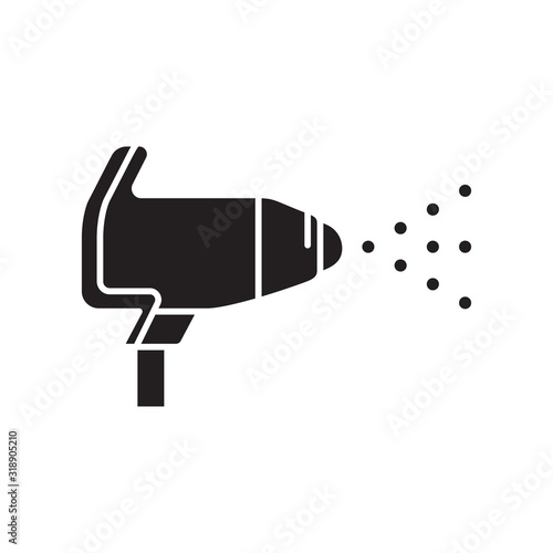 Cutout silhouette spray or atomizer icon. Outline template for logo. Black and white simple illustration. Flat hand drawn isolated vector image on white background. Car wash, paint with powder coating