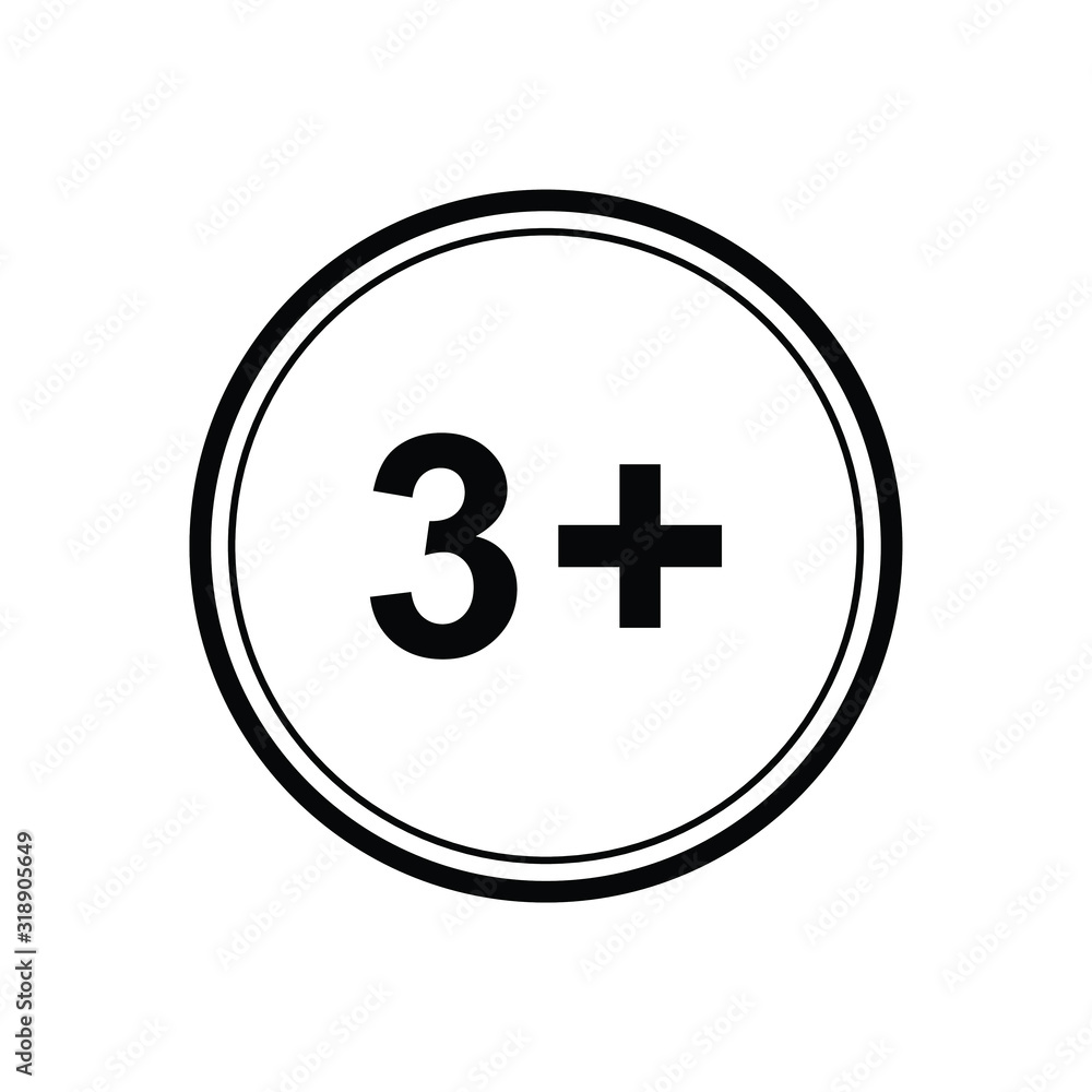 3 plus icon. black vector 3 + plus sign 3 plus icon. black vector 3 + plus sign