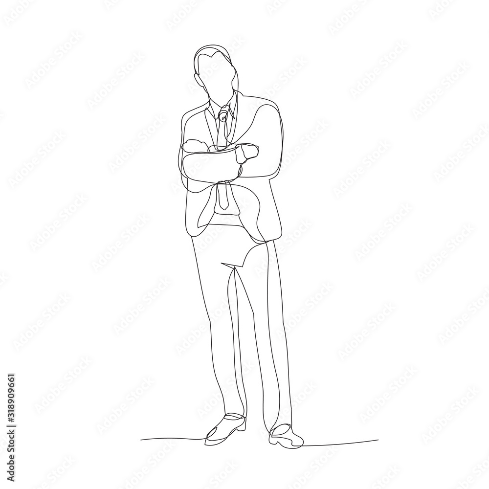 isolated, continuous line drawing, man, guy stands minimal design