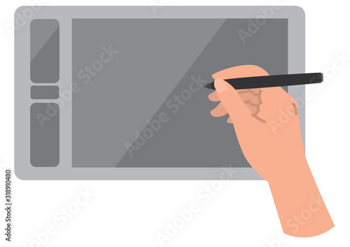 ペンタブレットを操作する手のイラスト