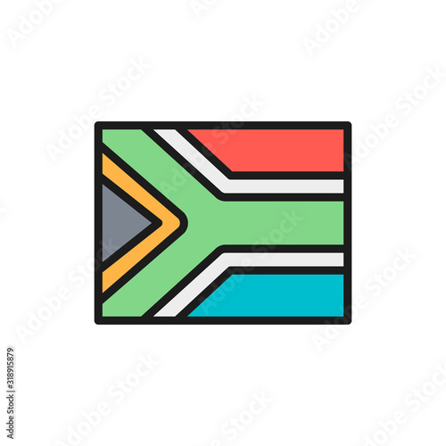Vector flag of South Africa flat color line icon.