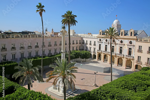 Beautiful Plaza de la Constitución, which is a square in the centre of the city of Almeria, Spain.