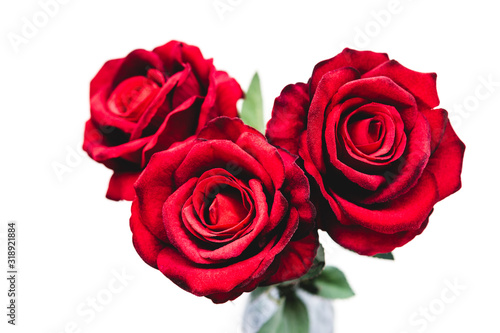 Close up bouquet of red roses
