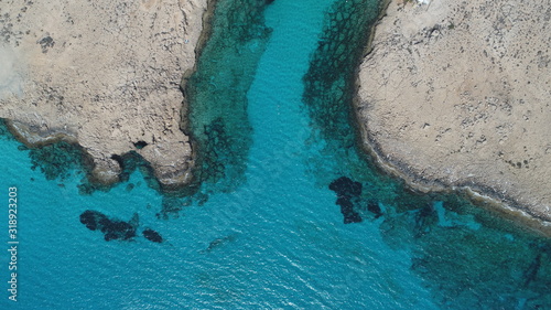 Cyprus wild beach aerial view. Summer time. Cyprus holiday.