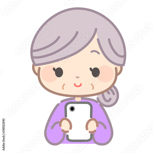 スマホと老人のイラスト