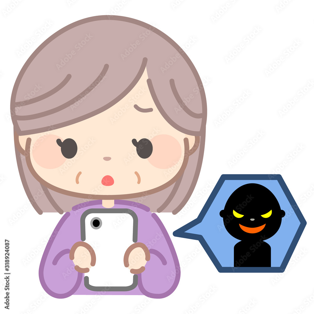 スマホと老人のイラスト_トラブル スマホと老人のイラスト_トラブル