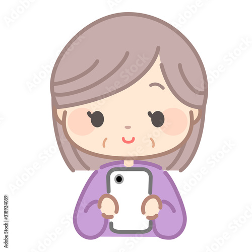 スマホと老人のイラスト