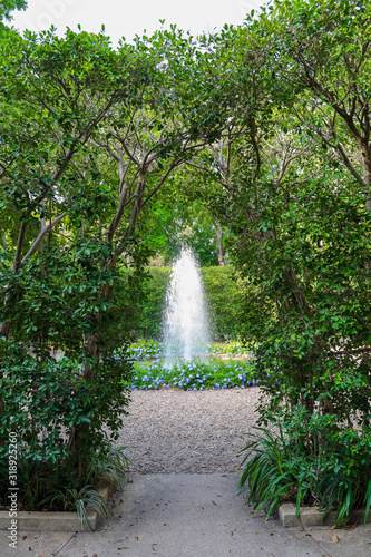 The waterfall in the green garden at thailand