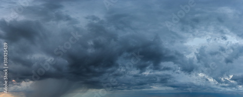 Russia. Western Siberia. Panorama of the evening sky over the fields near the city of Omsk.