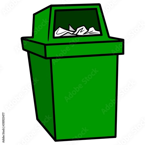 Trash Can Icon - A cartoon illustration of a Trash Can Icon.