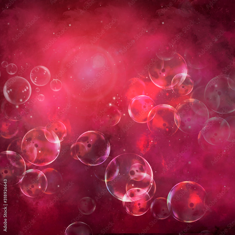 Mystic Red Universe Background With Bubbles Mystic Red Universe Background With Bubbles