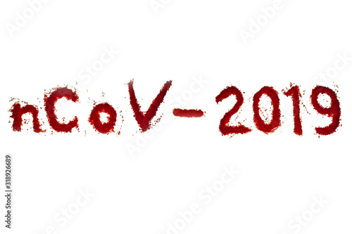 Billede på lærred A text nCoV-2019 on the white background.
