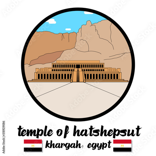 Circle Icon Temple of Hatshepsut.vector illustration