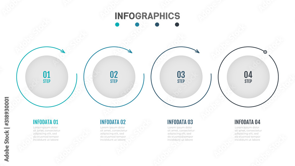 Modern Infographics label design with thin lines flat circle. Business concept with 4 steps, options. Modern Infographics label design with thin lines flat circle. Business concept with 4 steps, options.