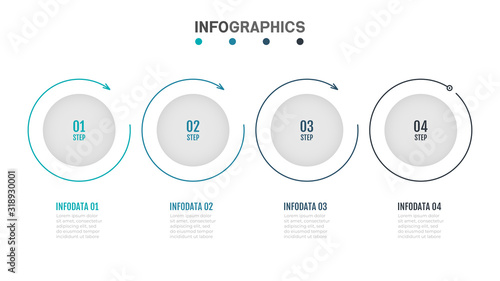 Modern Infographics label design with thin lines flat circle. Business concept with 4 steps, options.