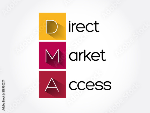 DMA - Direct Market Access acronym, business concept background