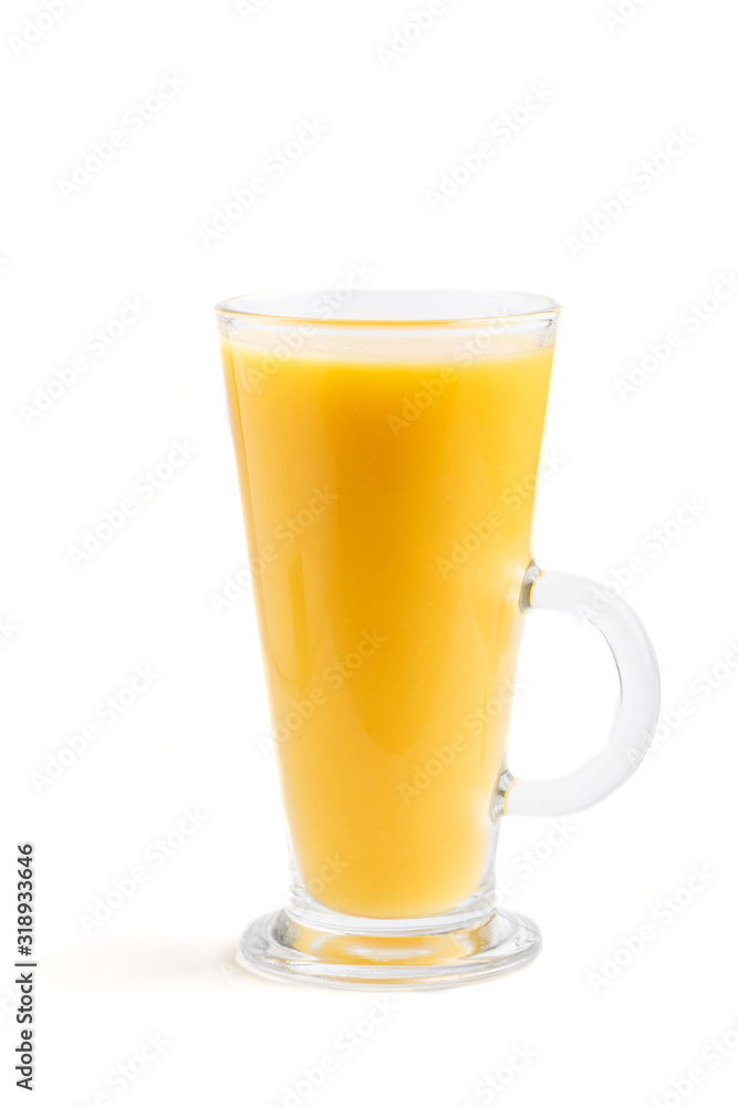 Glass of orange juice isolated on white background. Morninig, spring, healthy drink concept. Side view. Glass of orange juice isolated on white background. Morninig, spring, healthy drink concept. Side view.