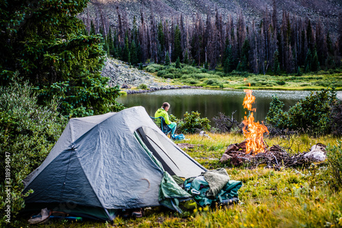 camping by a lake